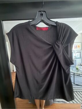 Women’s Black Knot-Shoulder Blouse